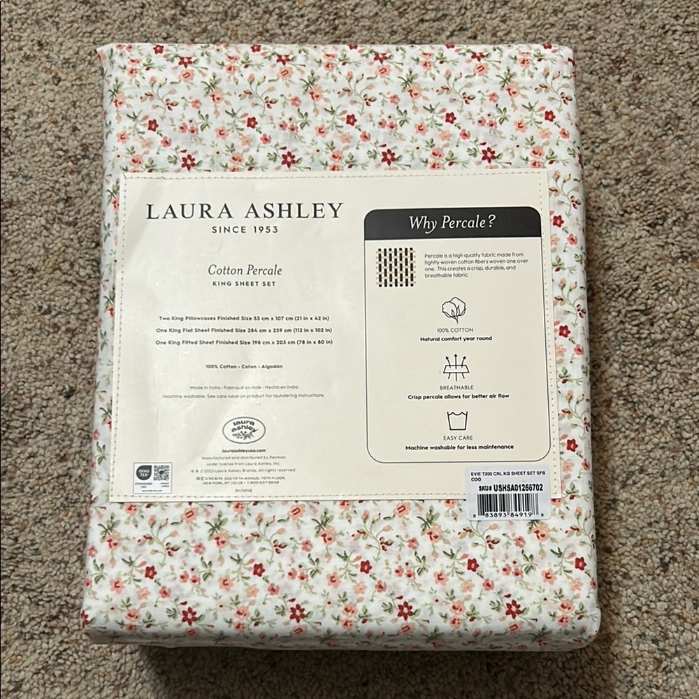 Laura ashley king sheet set with flowers